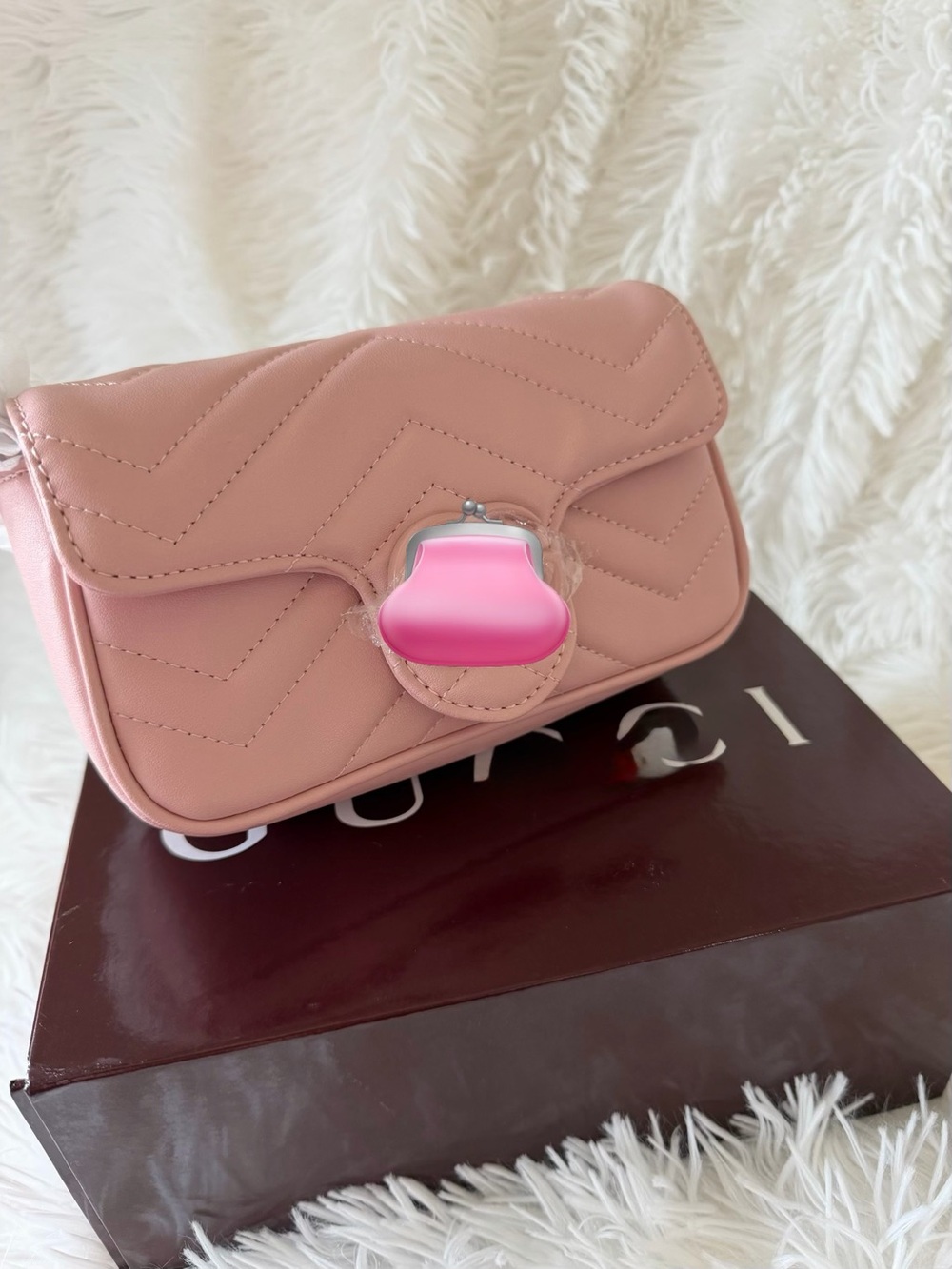 New Blush Pink Quilted Mini Crossbody Shoulder Bag With Box FASHION